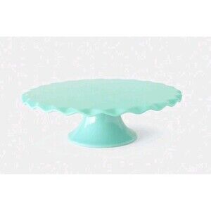 SusieCakes Footed Cake Stand Teal Blue Scalloped Edge Melamine For 6" Cakes